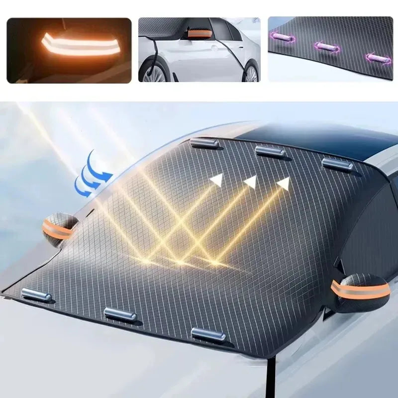 Car Windshield Snow Cover. Magnetic Clip On Heavy Duty For Snow Ice Frost 