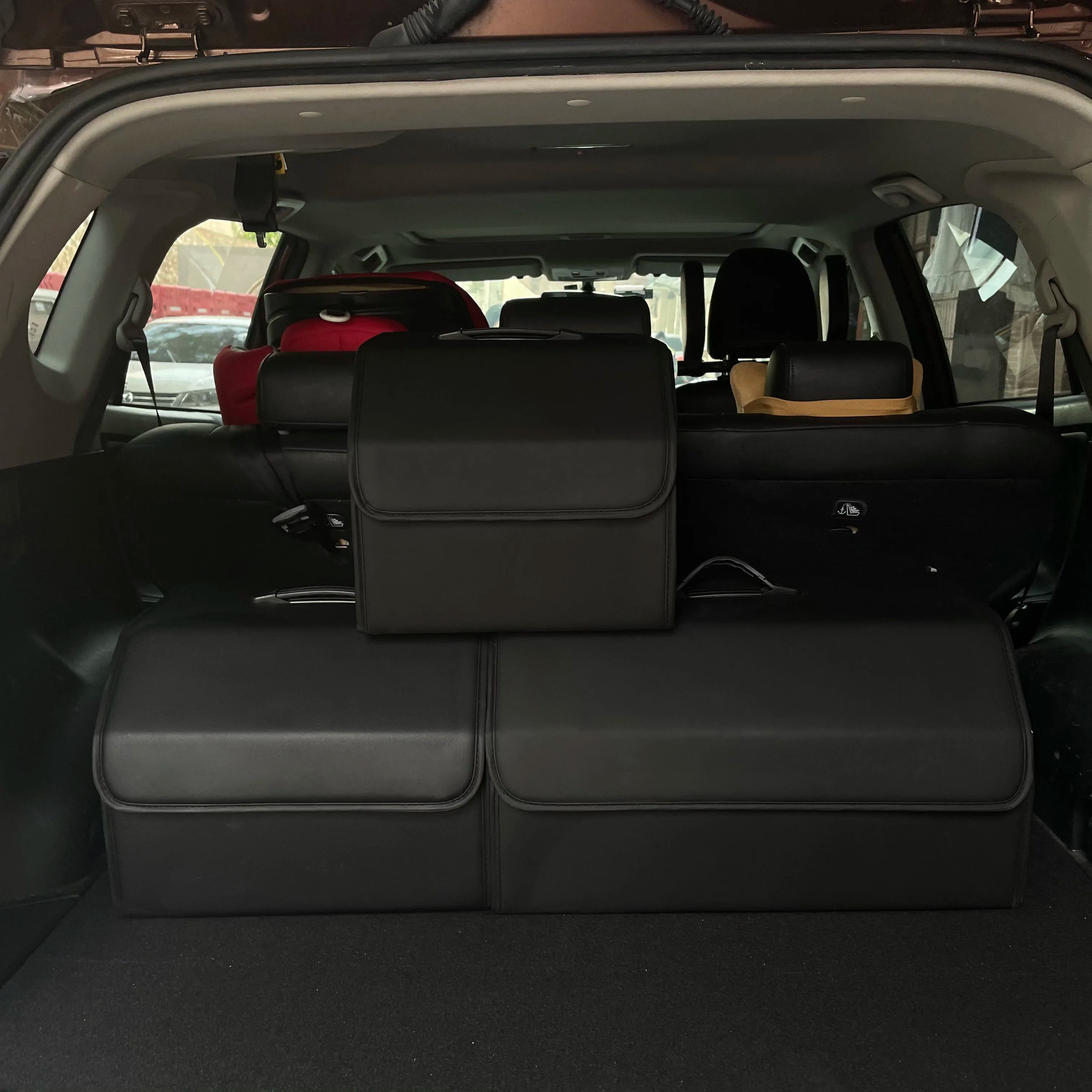 PU Leather Car Trunk Storage Organizer Collapsible