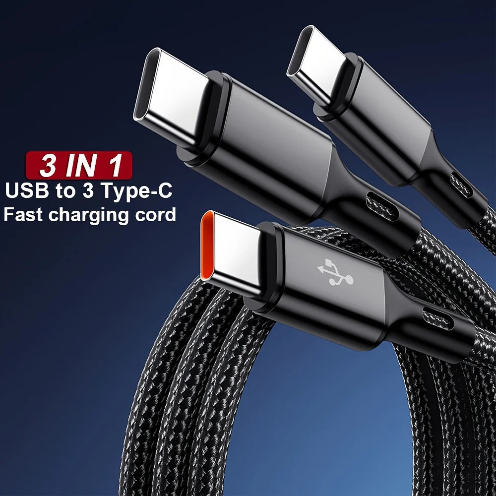 100W 6A 3 in 1 High Speed Charging Cord
