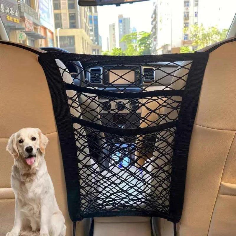 Car Pet Barrier Seat Divider Storage Net Bag