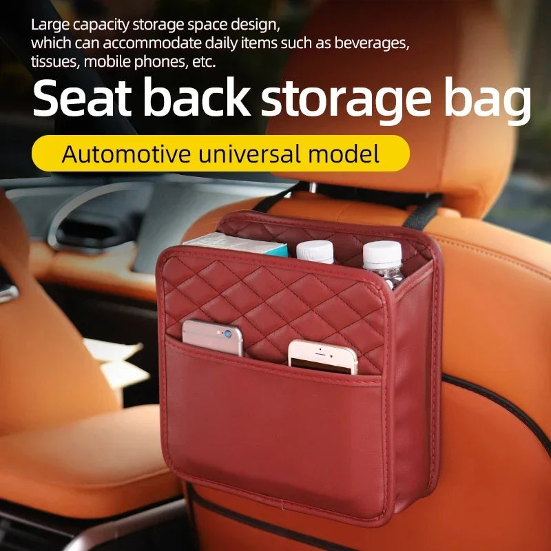 Car Seat Back Leather Storage Bag