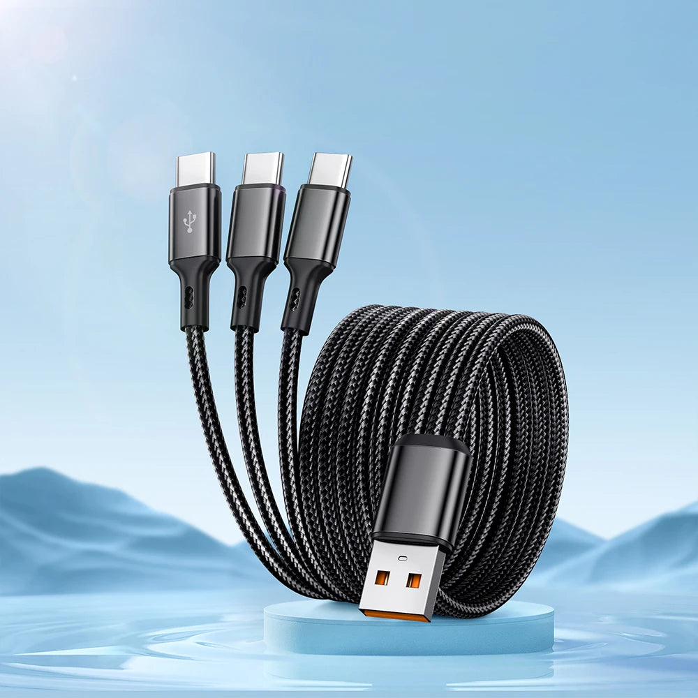 100W 6A 3 in 1 High Speed Charging Cord
