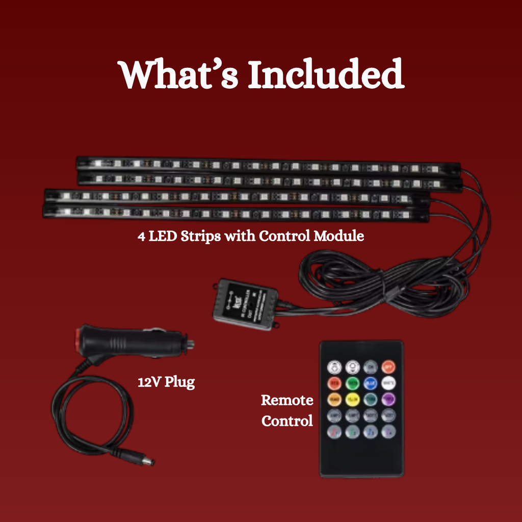 RGB LED Interior Footwell Light Strip Kit